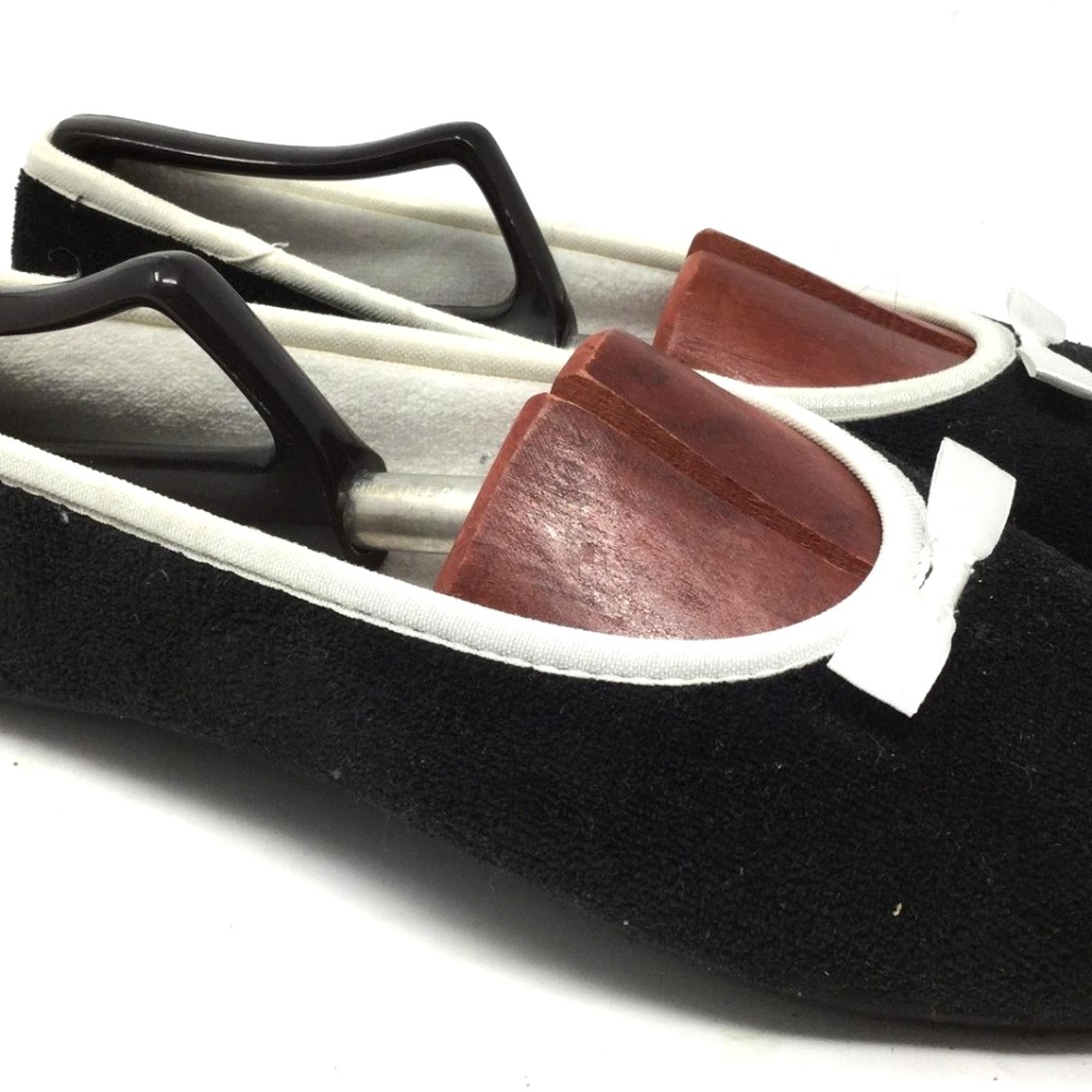 Dearfoams Women Sz 8 Black VelourFoam Ballet Flats